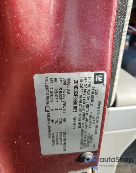 2008 Chevrolet Equinox Lt from USA, damaged, VIN 2CNDL53F986061612